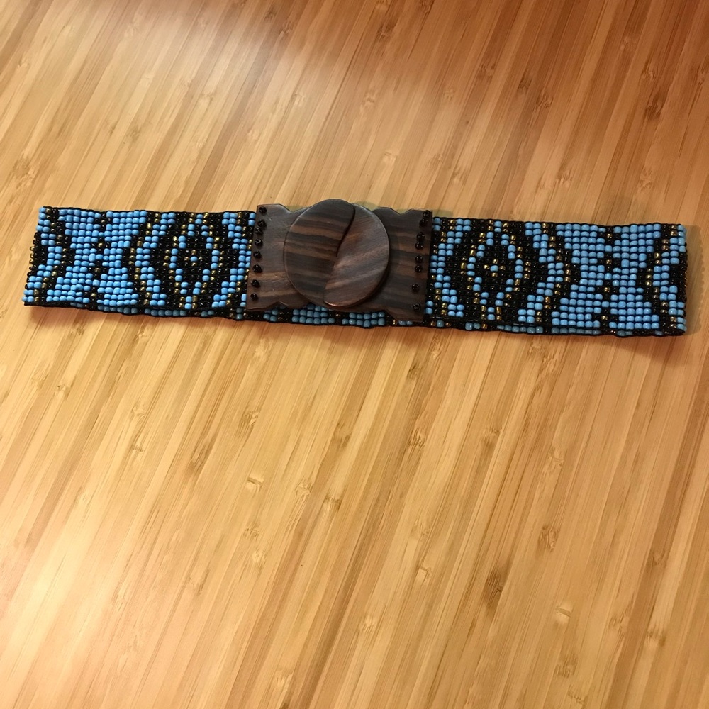 Blue beaded belt from Cambodia